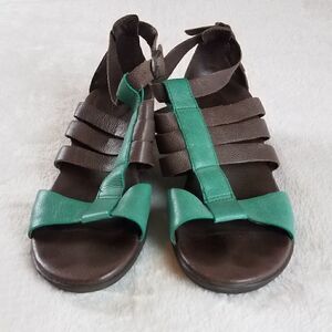 Keen Victoria Strappy Brown Turquoise Wedge Sandals